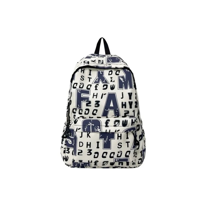 GEERDUN Nylon Backpack Unisex Black Gray/White/Ecru/Black-4