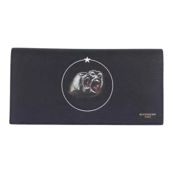 GIVENCHY Cow Leather Card Holder Wallet Coin Purses Men's Black