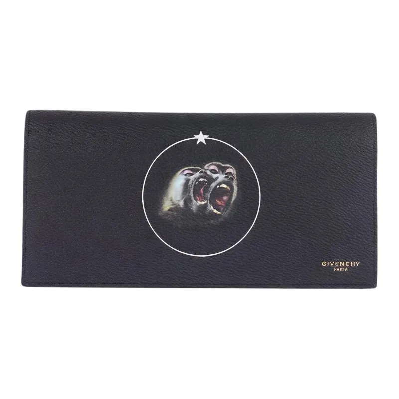 GIVENCHY Cow Leather Card Holder Wallet Coin Purses Men's Black-0