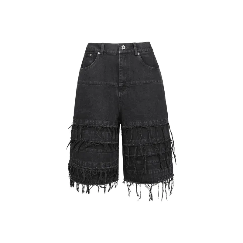 UNDERWATER Denim Shorts Unisex Sand Wash Black-0