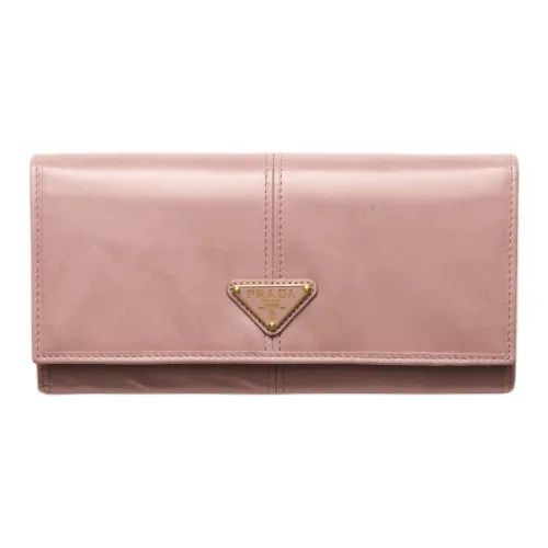 PRADA Cow Leather Wallet Large Size Women's Pink