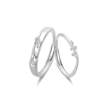Lao Feng Xiang S925 Silver Ring Pair Unisex