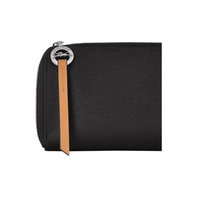 LONGCHAMP Le Pliage City Coated Canvas With Leather Trim Wallet Women's Black-3