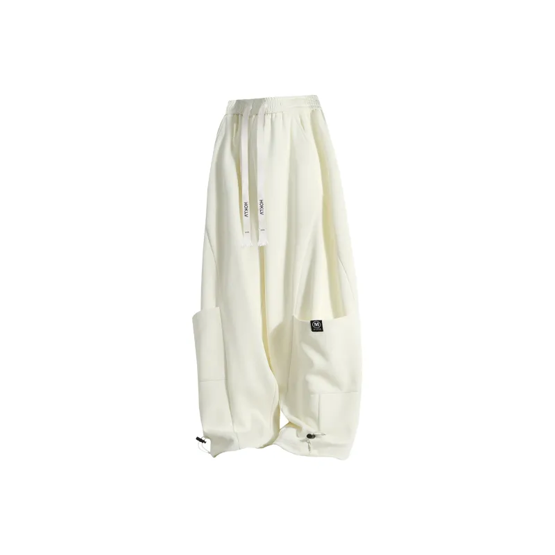 HOKLV Casual Pants Unisex White-7