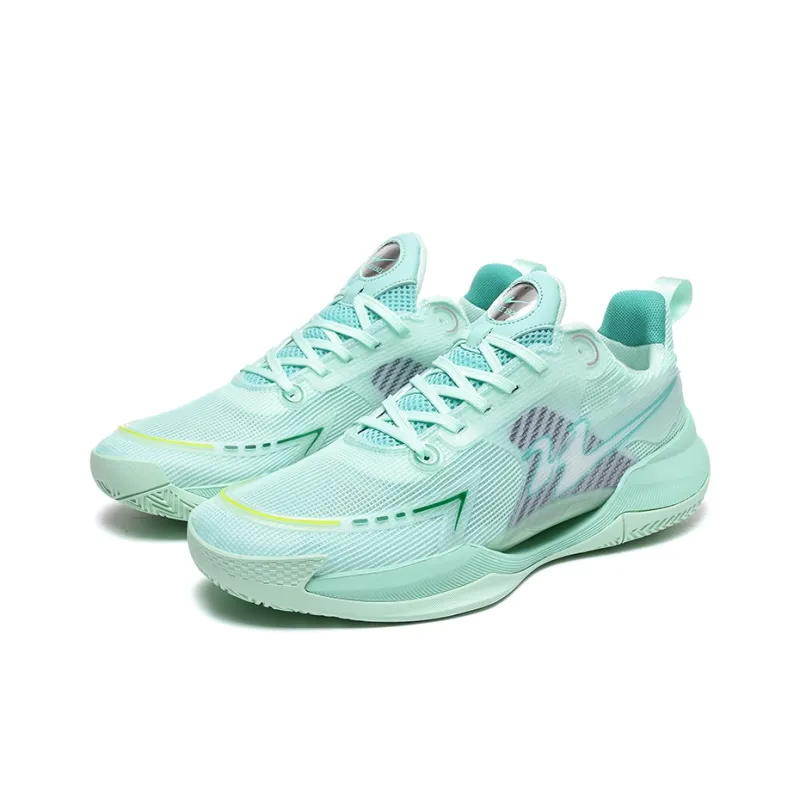 Binary Cushioning Support Abrasion Resistant Breathable Slip Resistant Low Top Basketball Shoes Unisex Ice Green-2