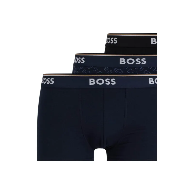 HUGO BOSS Three-Pack Of Stretch-Cotton Trunks With Logo Waistbands Underpants Men's 1 Set Of 3 Pack-1