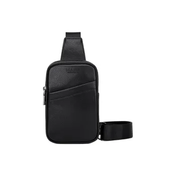 FAIRWHALE Cow Leather Sling Bag Men's Black