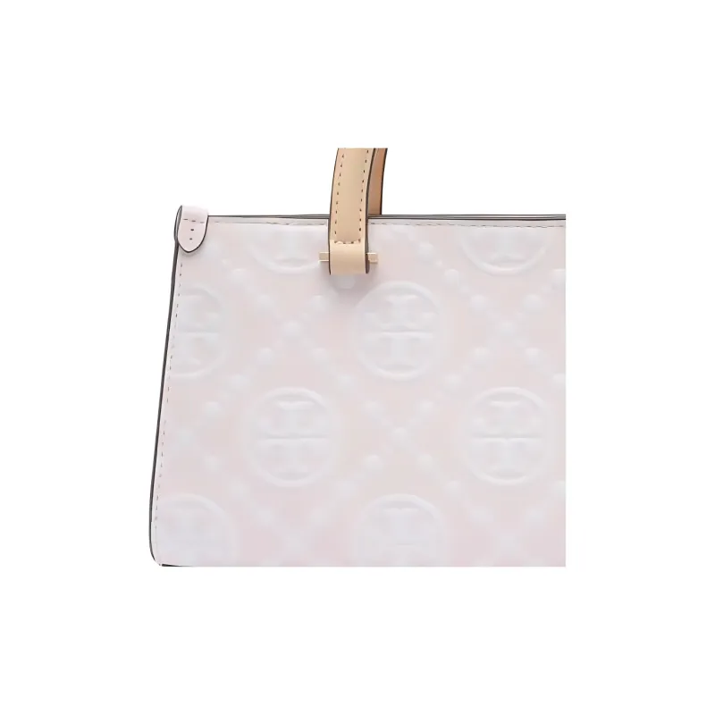TORY BURCH T Monogram Leather Tote Bag, Shopping Bag, Shoulder Bag, Handbag Trumpets Women's Pink-4
