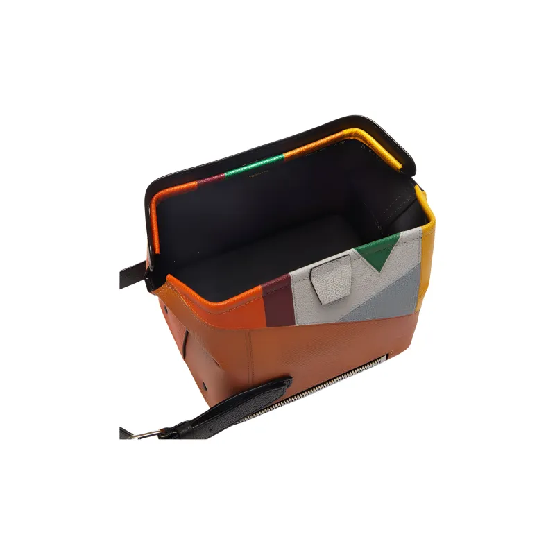 Valextra Tric Trac Millepunte Calfskin Box Bag Shoulder Bag Crossbody Bag Women's Orange/Red Green/Multicolor-3