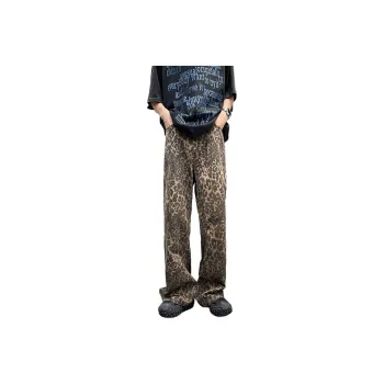 FA2LO Jeans Unisex Black Leopard Print