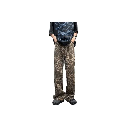 FA2LO Jeans Unisex Black Leopard Print
