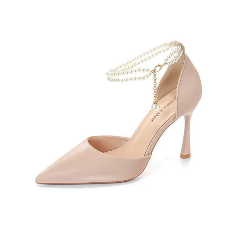 Lan Miao Slim Heel High Heels Women's Nude-0