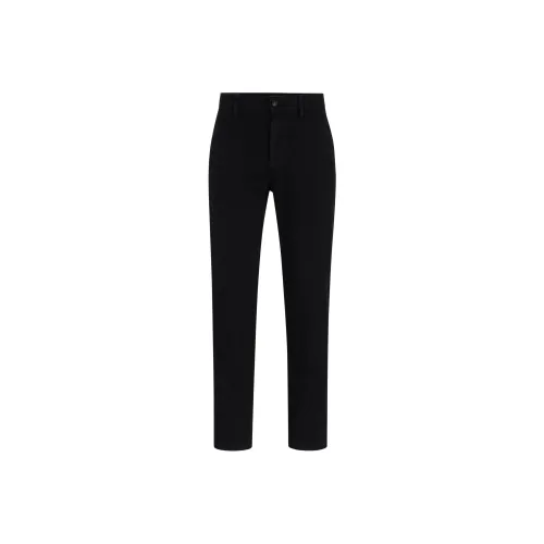 HUGO BOSS Tapered Fit Chinos In Stretch Cotton Satin Casual Pants Men's Marine Blue
