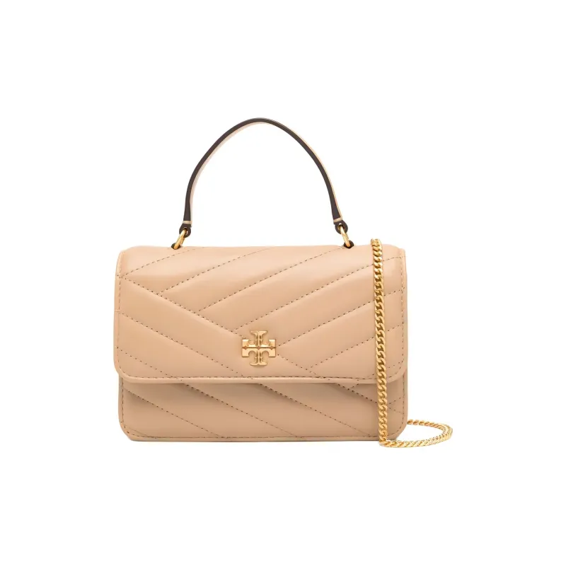 TORY BURCH Kira Chevron Mini Top Handle Chain Wallet Apricot-2