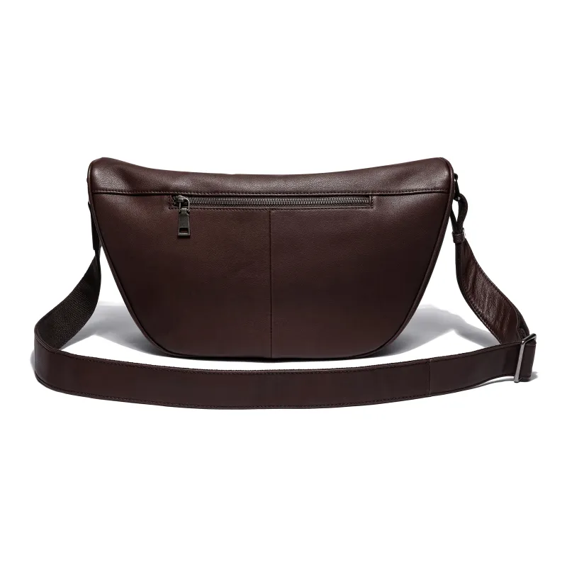 Ace Paul Cow Leather Crescent Bag, Small Square Bag, Shoulder Bag, Crossbody Bag Medium Size Unisex Black-14