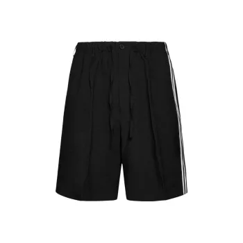 Y 3 Stripe Detailed Knee Length Shorts Black