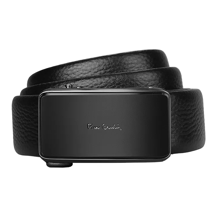PIERRE CARDIN Top Grain Cow Leather Belts Men's Black 3.5cm-0