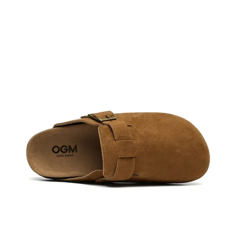 OUGLEMEN Cork Sole Abrasion Resistant Slip Resistant Closed Toe Slippers Unisex-5