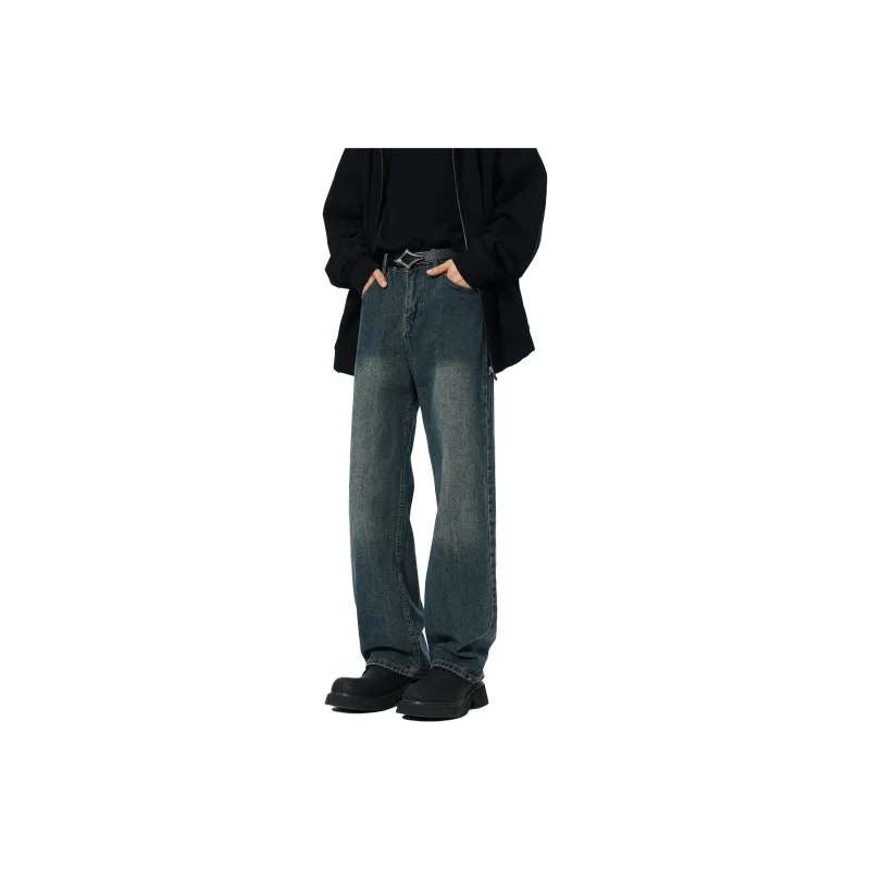 QOTRIOCK Jeans Unisex Vintage Blue-0