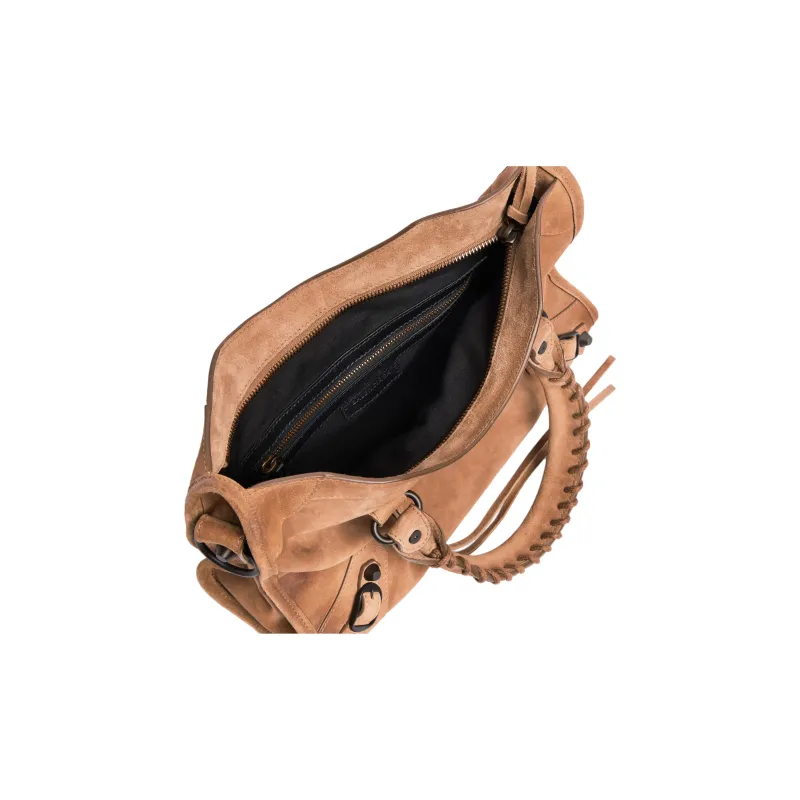 Balenciaga Le City Suede Calfskin One Shoulder Handbag Small Size Women's Camel-4