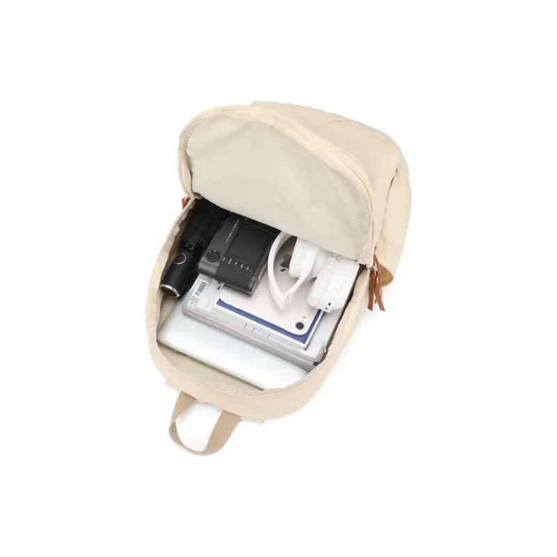 LANDCASE Fabric Backpack Laptop Backpack Regular Unisex Obsidian Black/Pearl White/Caramel Brown-9