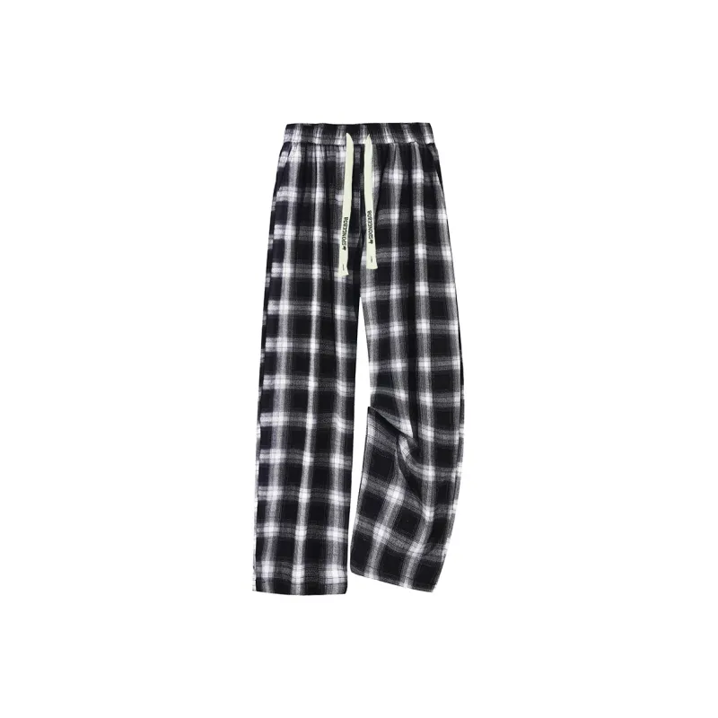 SPONGEBOB SQUAREPANTS Casual Pants Unisex Black Plaid-0