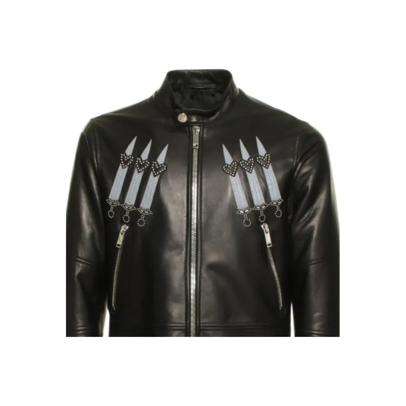 Valentino Leather Jacket Men's Black-3