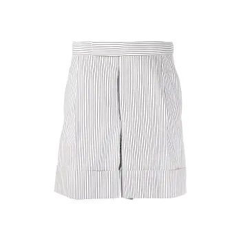 THOM BROWNE Striped Seersucker Cuff Shorts