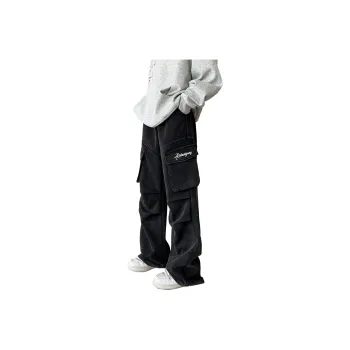 404MOB GANG Casual Pants Unisex Washed Black