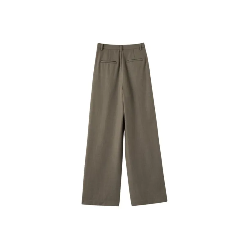 Late White Casual Pants Women's Dark Khaki-1