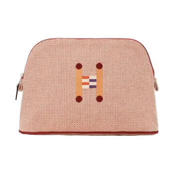 HERMES Bolide Crazy H Cotton Bowling Bag, Storage Bag Mini Women's Red & Orange