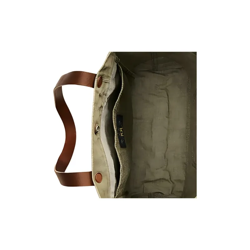 Ralph Lauren Fabric Tote Bag Shopping Bag Handbag Shoulder Bag Men's Olive Green-3