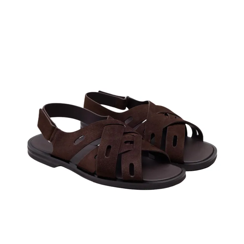 JOHN LOBB Seaford One Strap Sandals Men's Dark Brown-2