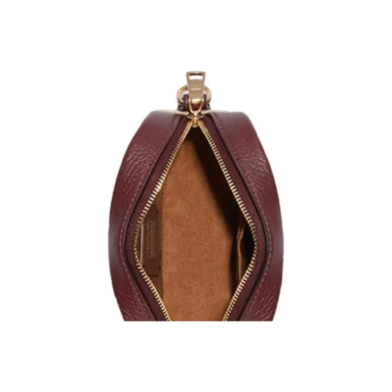 COACH Dempsey Leather Small Square Bag, Camera Bag, Crossbody Bag Mini Women's Khaki Brown & Orange-4