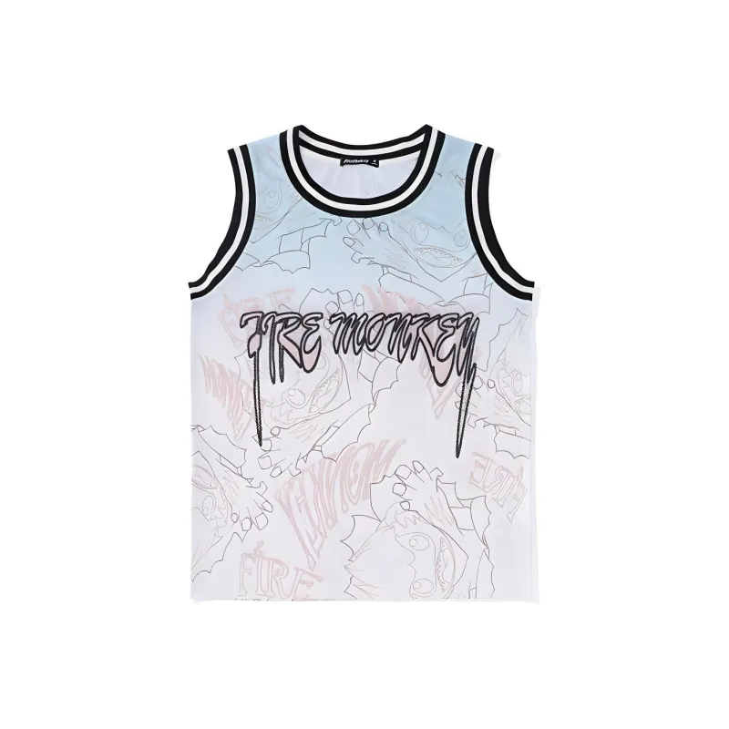 FireMonkey Basketball Jerseys Unisex White-0