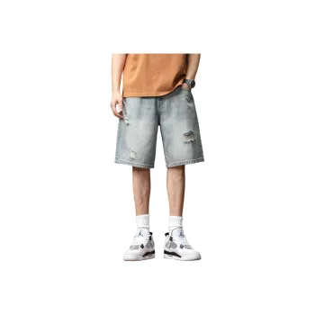 【dme】 Denim Shorts Men's Vintage Light Blue