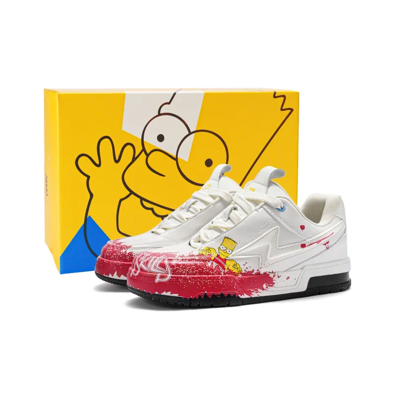 The Simpsons Skateboard Shoes Unisex Low Top White Silver/Beige Red/Black Silver-12
