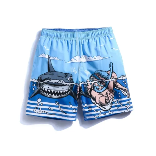 GAILANG Beach Shorts Men's Man And Shark Print