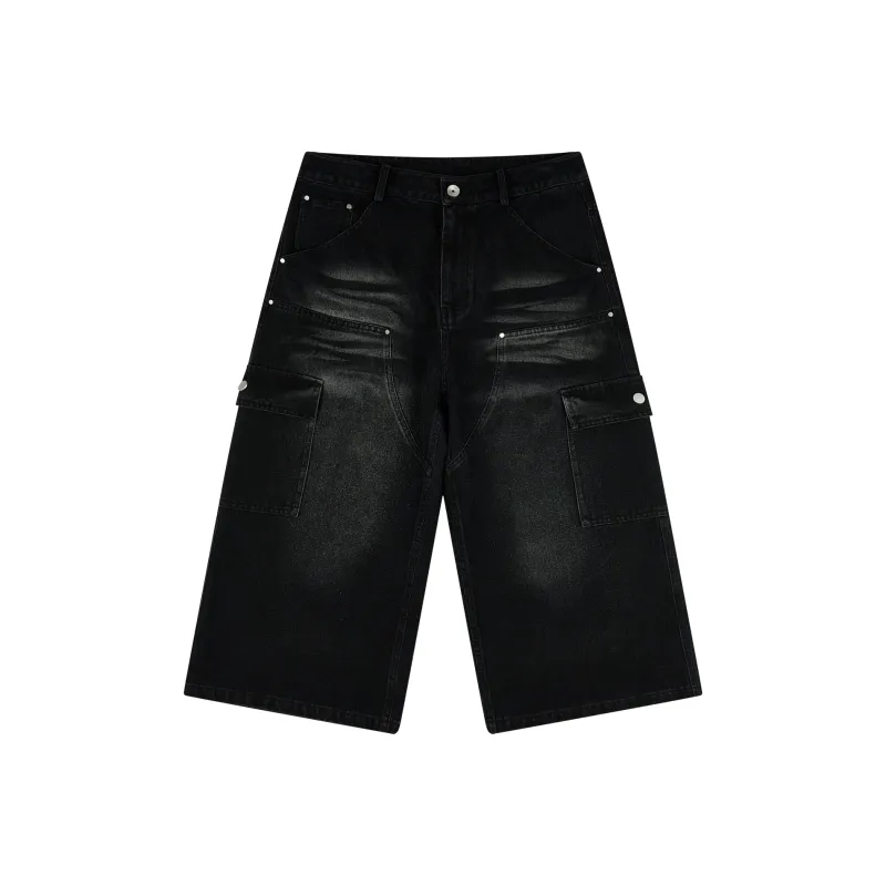 PASET Denim Shorts Unisex Black-0