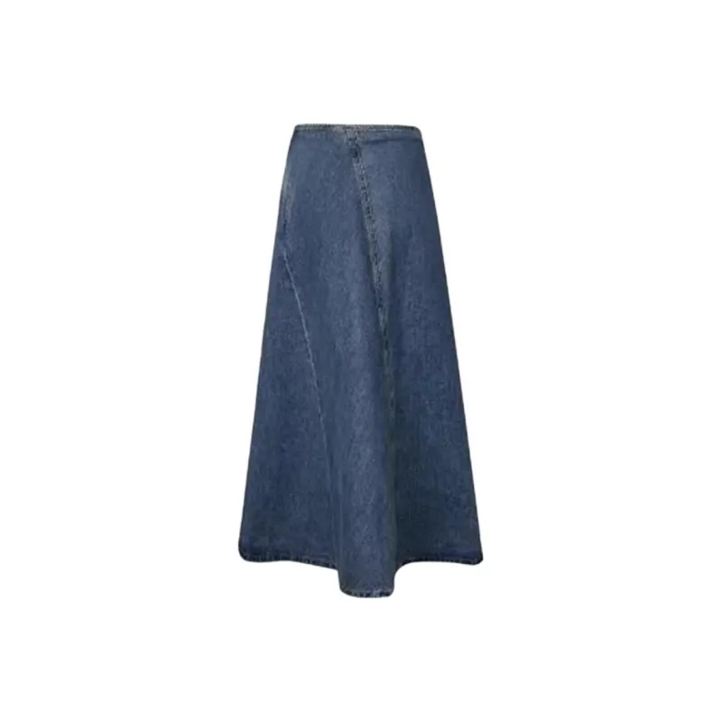 URBAN REVIVO Denim Long Skirt Women's Blue-1