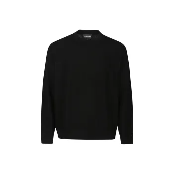 EMPORIO ARMANI Micro Textured Weave Mock Neck Jumper