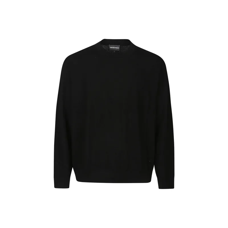 EMPORIO ARMANI Micro Textured Weave Mock Neck Jumper-0