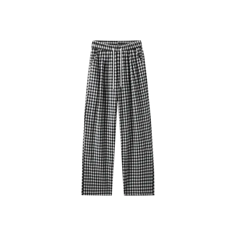 GDRX Casual Pants Unisex Black White Plaid-0