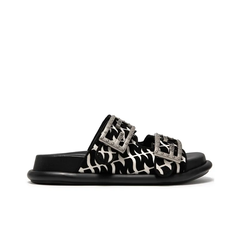 MIO Slide Slippers Women's Black, White-8