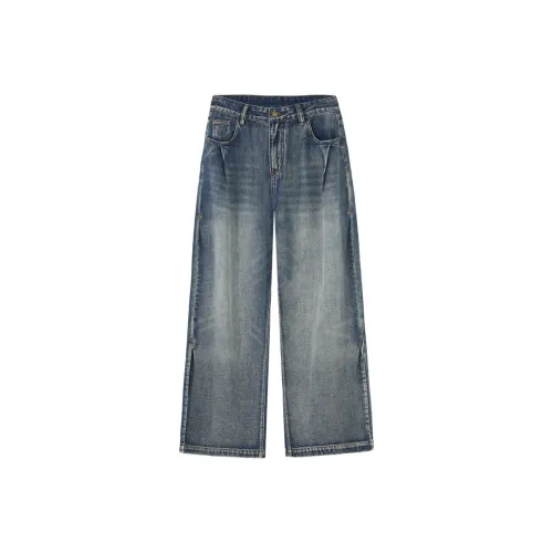 ZENGZHI Jeans Unisex Vintage Blue