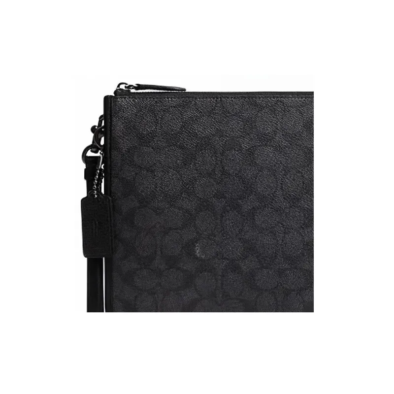 COACH Charter Artificial Leather With Cow Leather Clutch Large Size Men's Charcoal Black-4