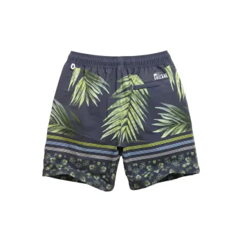 GAILANG Beach Shorts Men Gray With Green Leaf