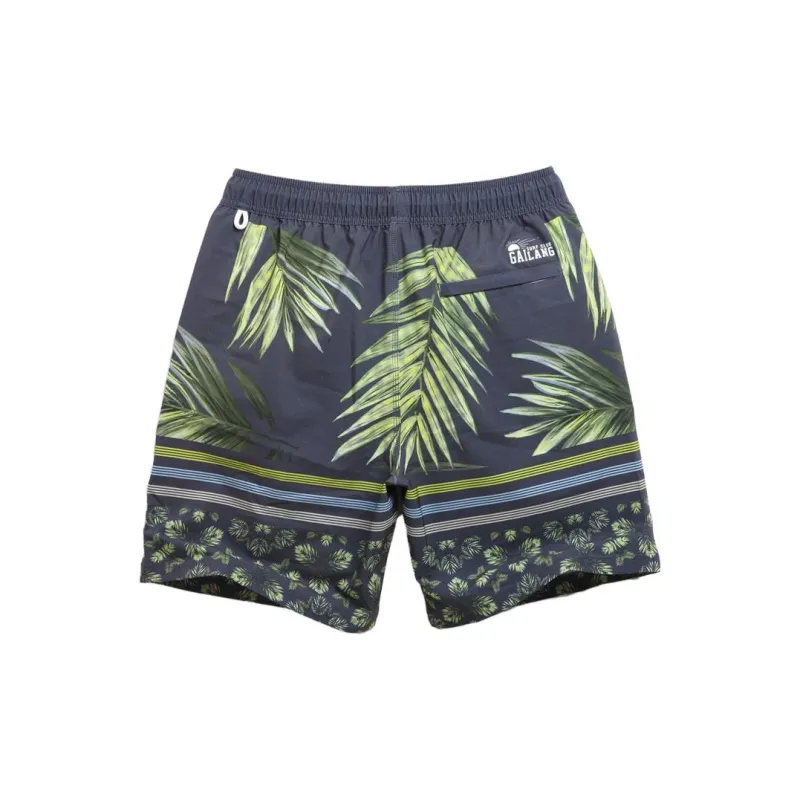 GAILANG Beach Shorts Men Gray With Green Leaf Surface-0