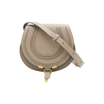 Chloe Marcie Leather Shoulder Bag Women's Greige