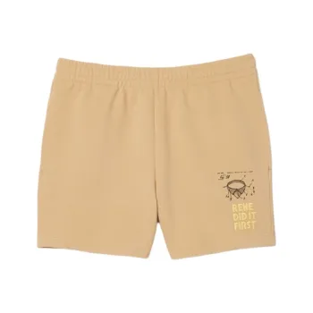 LACOSTE Slogan embroidered Cotton Shorts